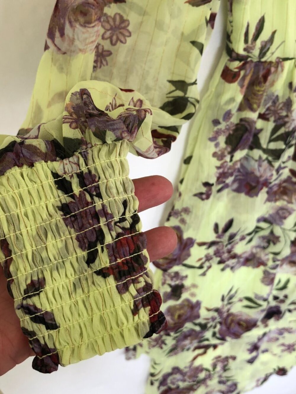 Fourteenth Place Ella Tiered Chiffon Green Floral Dress XS NWT Forest Fairy - Picture 6 of 10